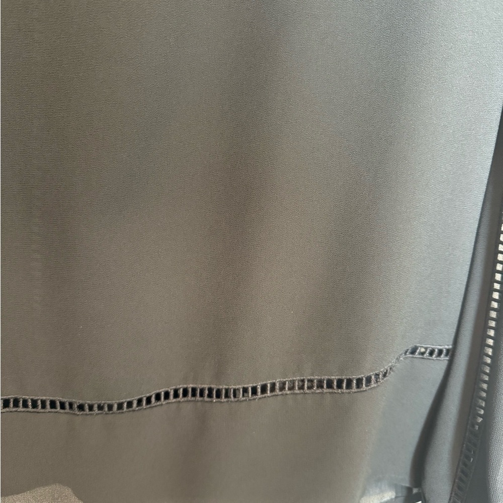 Michael Kors Black Vneck‎ pullover Tunic Sheer Blouse Eyelet Office Workwear M - Picture 5 of 14